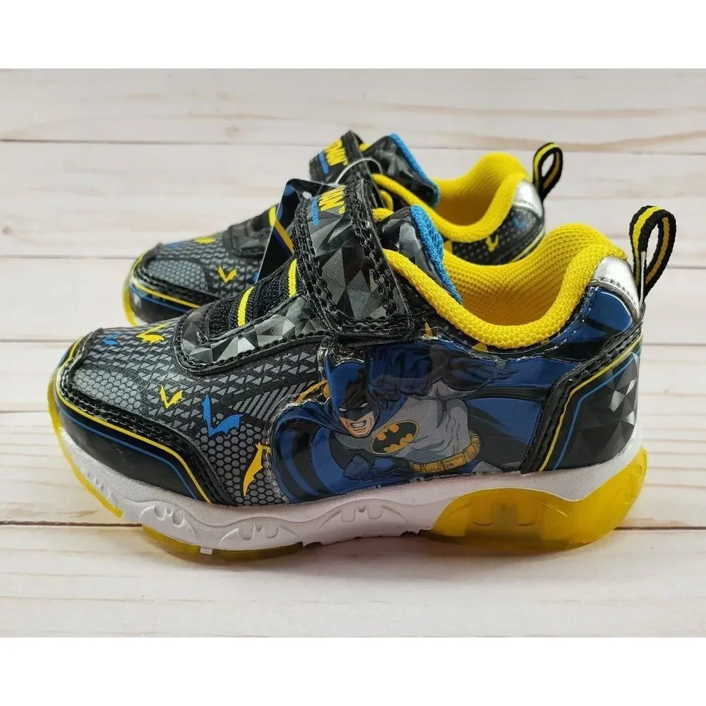 Batman Light Up Shoes Sneakers Toddler‎ Size 7 Black DC Comics Super Hero Gotham